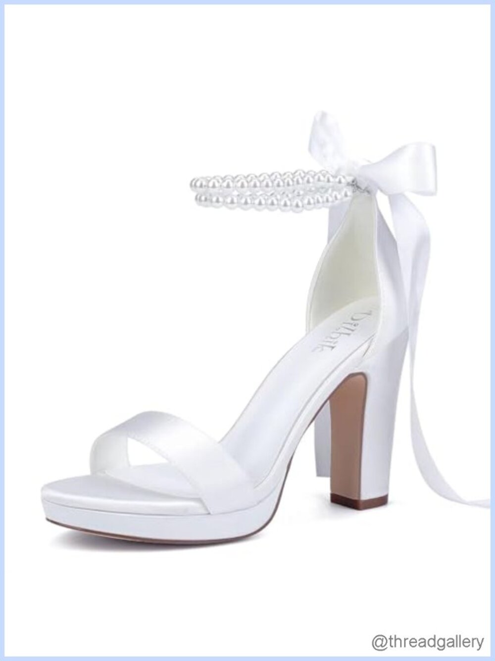 Platform Heels Wedding Shoes for Bride Pearl Open Toe Satin Bridal